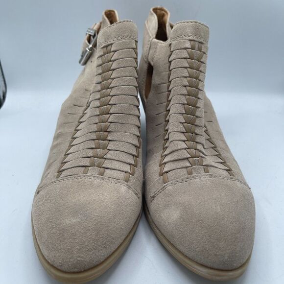 Franco Sarto Tan Leather Heeled Buckled Ankle Booties 6 - Picture 2 of 11